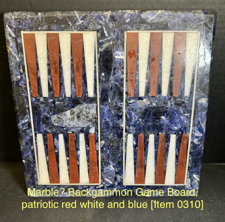 Marble? Backgammon Game Board, patriotic red white and blue [Item 0310]