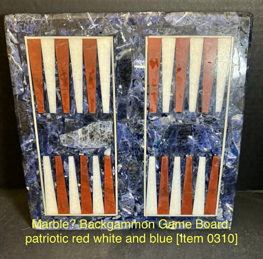 Marble? Backgammon Game Board, patriotic red white and blue [Item 0310]