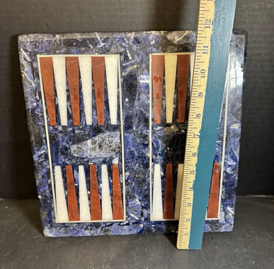 Marble? Backgammon Game Board, patriotic red white and blue [Item 0310]