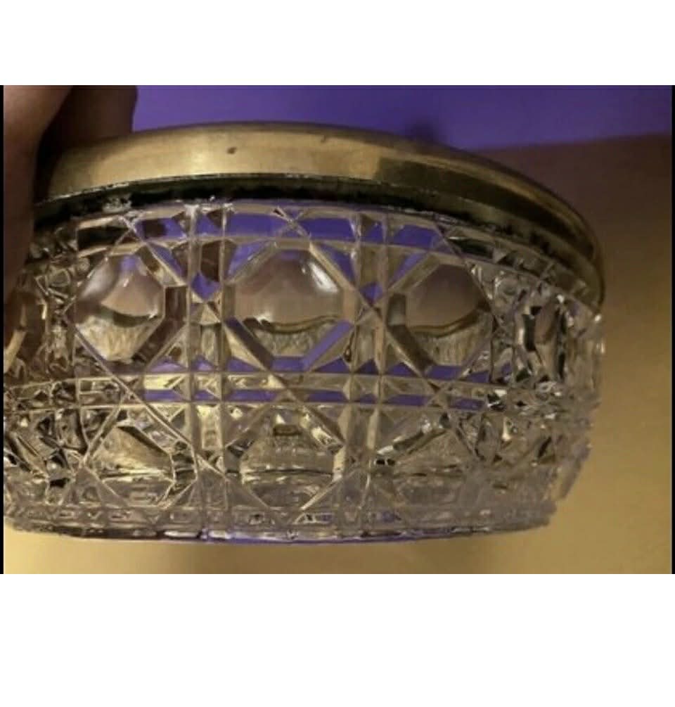 Molded Leaded Glass with Gold Tone Metal Rim [Item 276]