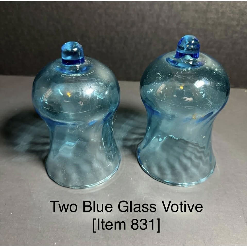 Two Blue Glass Votive [Item 831]