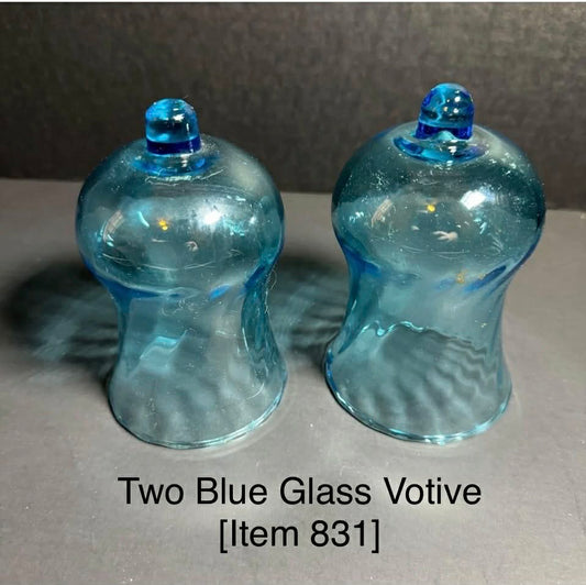 Two Blue Glass Votive [Item 831]