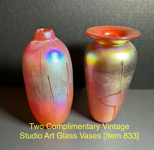 Two Complimentary Vintage Studio Art Glass Vases [Item 833]