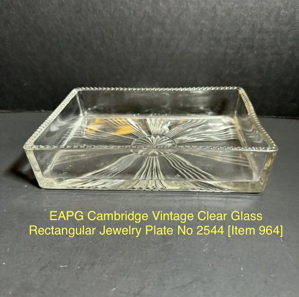EAPG Cambridge Vintage Clear Glass Rectangular Jewelry Plate No 2544 [Item 964]