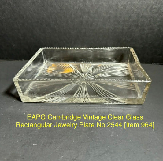 EAPG Cambridge Vintage Clear Glass Rectangular Jewelry Plate No 2544 [Item 964]