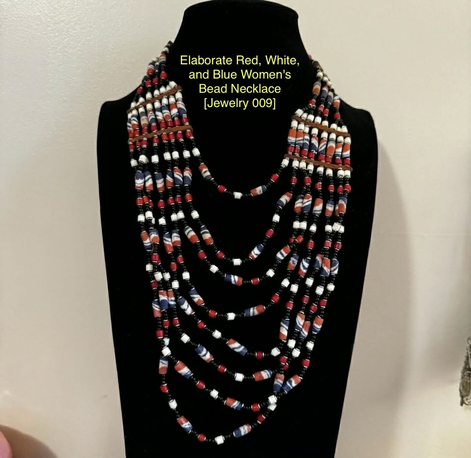 Elaborate Red, White, and Blue Women's Bead Necklace [Jewelry 009]