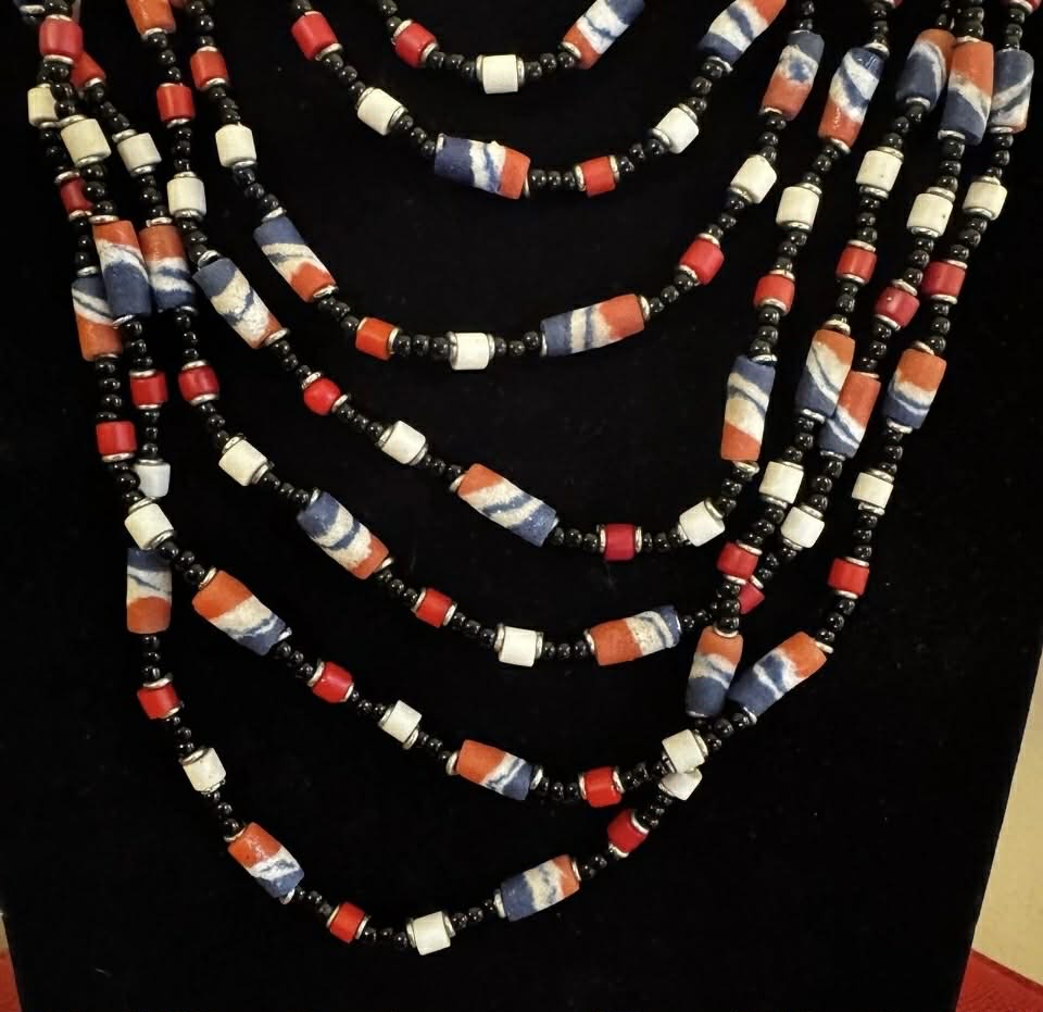 Elaborate Red, White, and Blue Women's Bead Necklace [Jewelry 009]