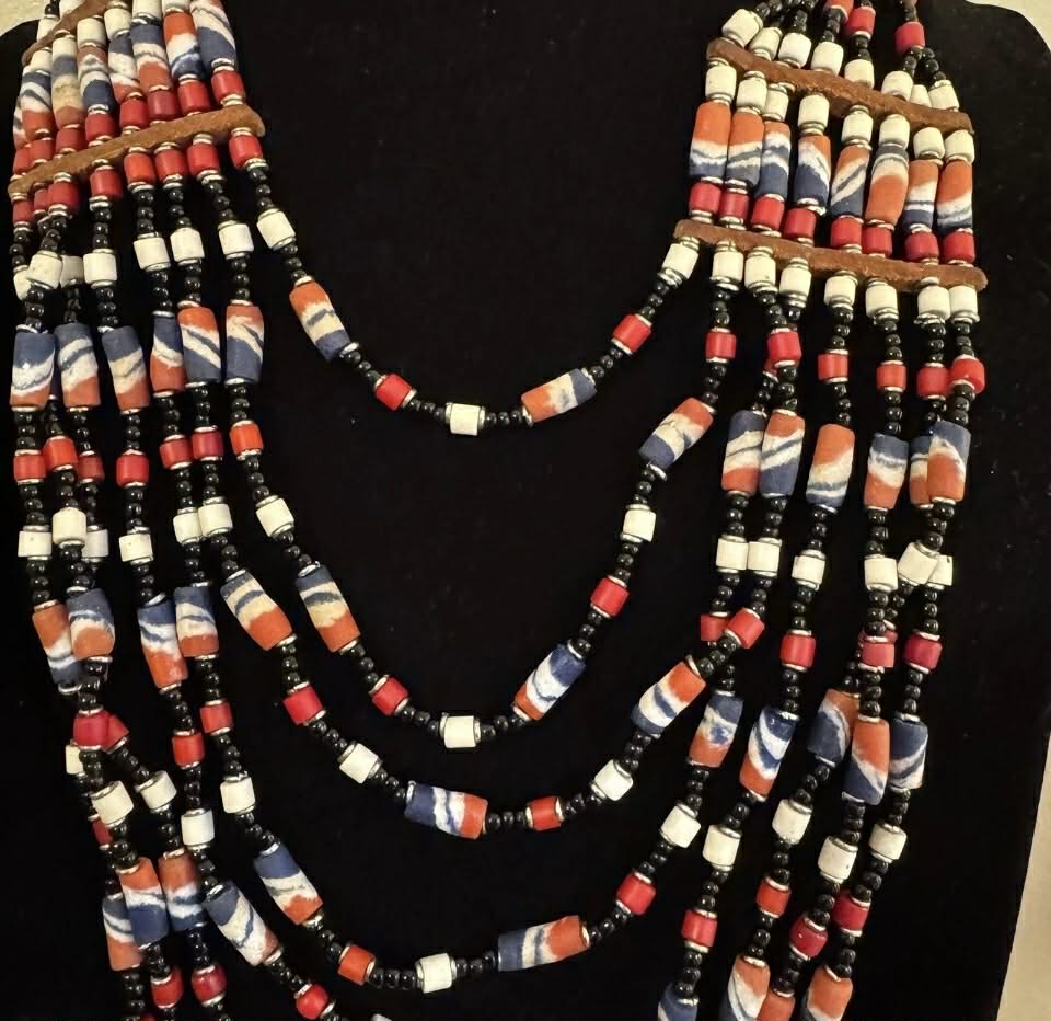 Elaborate Red, White, and Blue Women's Bead Necklace [Jewelry 009]