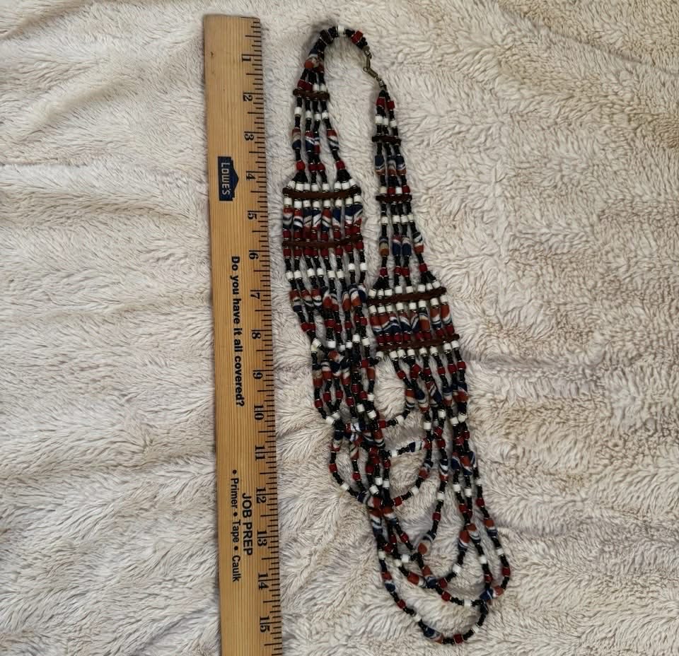 Elaborate Red, White, and Blue Women's Bead Necklace [Jewelry 009]
