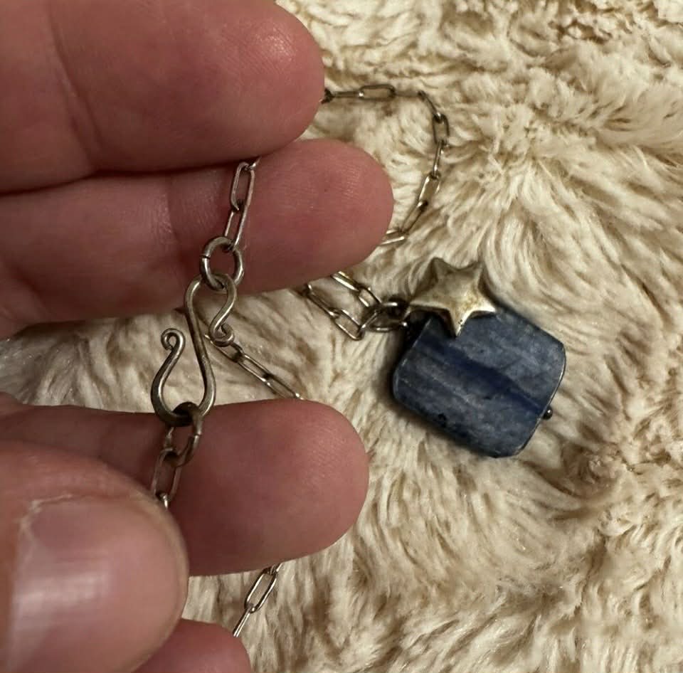Star with Blue Square Stone Women's Necklace [Jewelry 023]