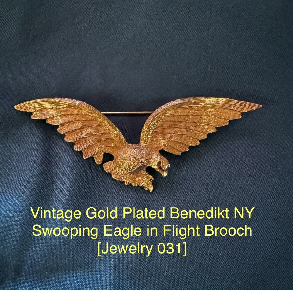 Vintage Gold Plated Benedikt NY Swooping Eagle in Flight Brooch [Jewelry 031]