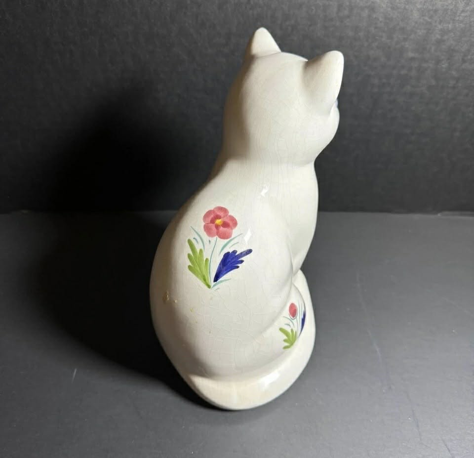 Marked Vintage Hand Painted Cat Figure with Craising [Item 819]