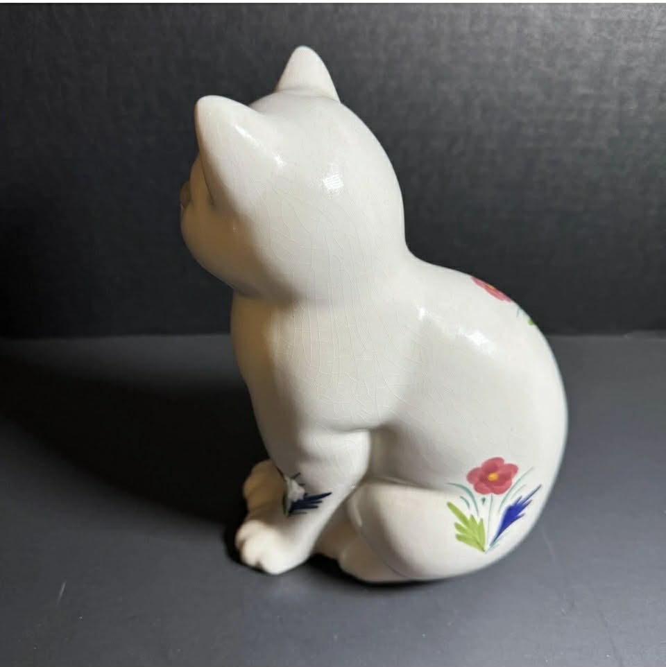 Marked Vintage Hand Painted Cat Figure with Craising [Item 819]