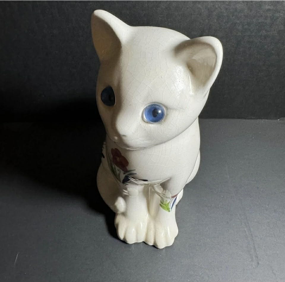 Marked Vintage Hand Painted Cat Figure with Craising [Item 819]